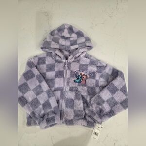 Kids Lilo & Angel Plush Hooded Zip Jacket - Lavender Check